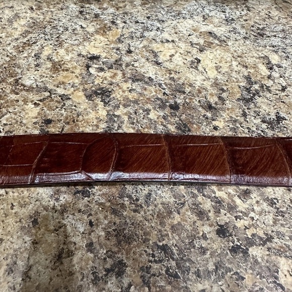 Garuglieri Embossed Brown Leather Belt Western Size Large Made In Italy - Picture 5 of 5